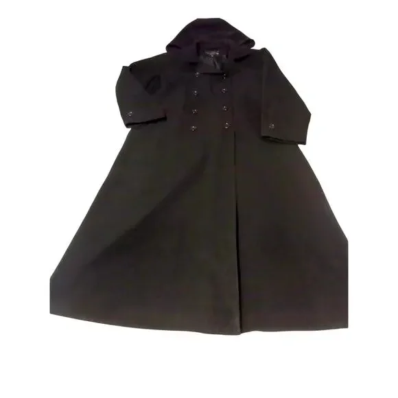 Women's Gallery Double Breasted Inner Pocket Removable Hooded Trench Coat Size 4 - Picture 4 of 13